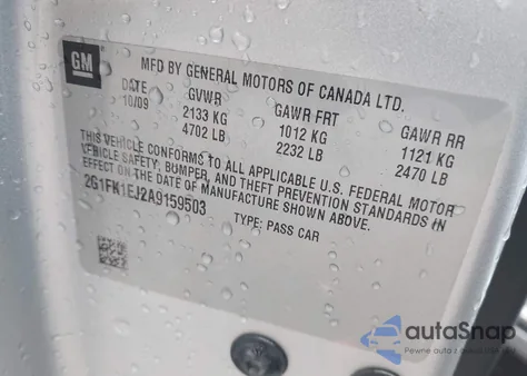 2010 Chevrolet Camaro 2Ss z USA, uszkodzony, nr VIN 2G1FK1EJ2A9159503